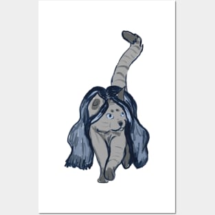 Cat with Blue Hair Posters and Art